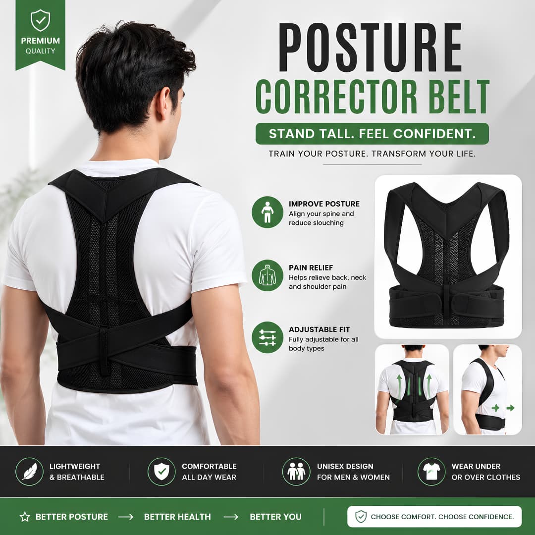Adjustable Back Support Belt – Posture Correction Brace