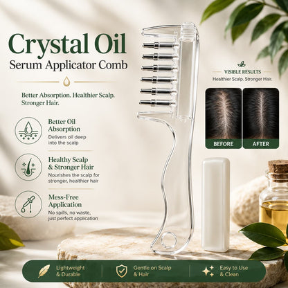 2 in 1 Crystal Oil & Serum Applicator Comb – Mess-Free Scalp Oil Application & Distributor