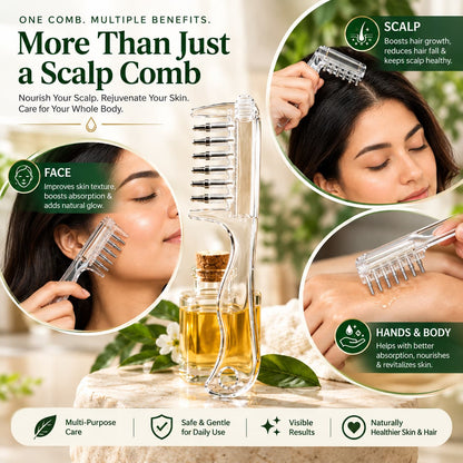 2 in 1 Crystal Oil & Serum Applicator Comb – Mess-Free Scalp Oil Application & Distributor