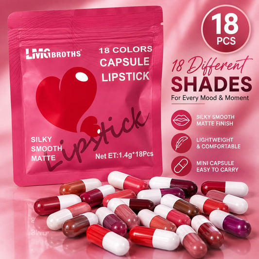 Imported Mini Capsule Lipstick Pack 18 PCS – Long Lasting, Moisturizing & Portable