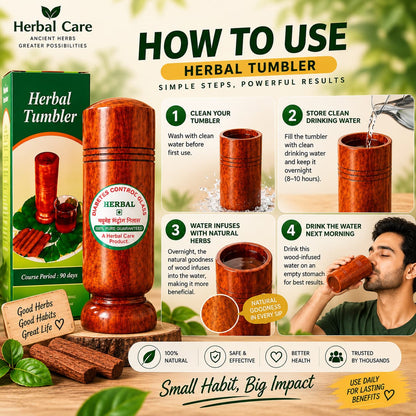 Diabetes Control Herbal Glass - Natural Support for Sugar Patients - Made with Original Wood